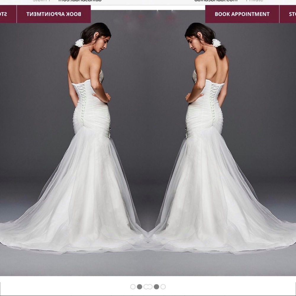 Strapless Ruched Mermaid Tulle Wedding Dress